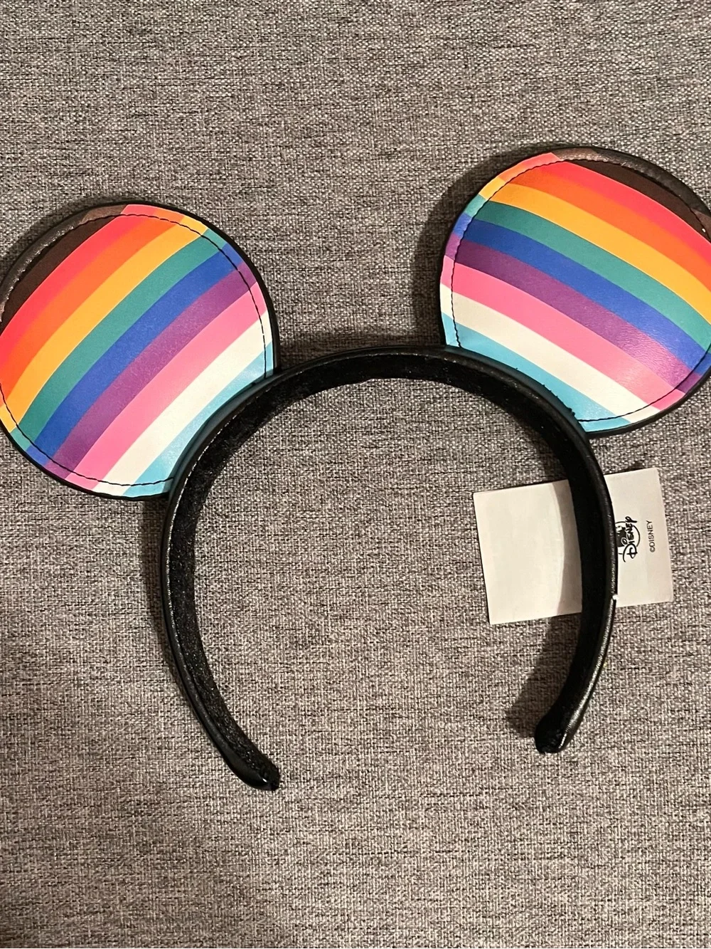 Official Disney Parks Mickey Mouse Progress Pride Flag Faux Leather Ear Headband